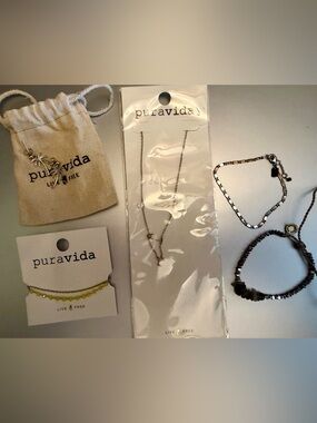 Pura Vida Multi-Piece Silver Tone Bracelet, Earrings & Necklace Jewelry Set